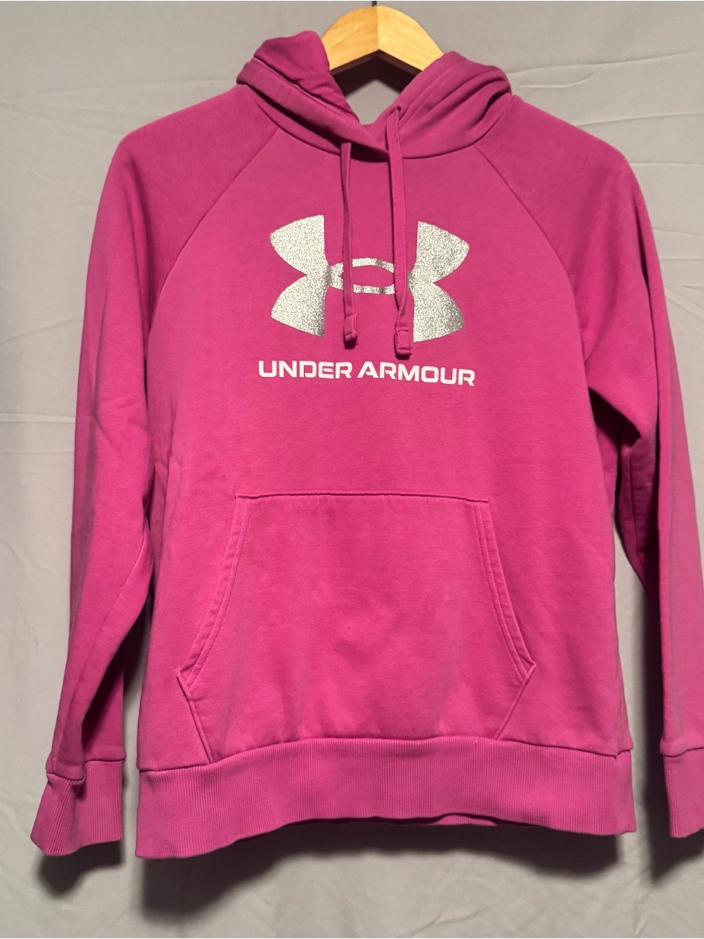 Under Armour Hot Pink Hoodie with Silver Glitter Logo